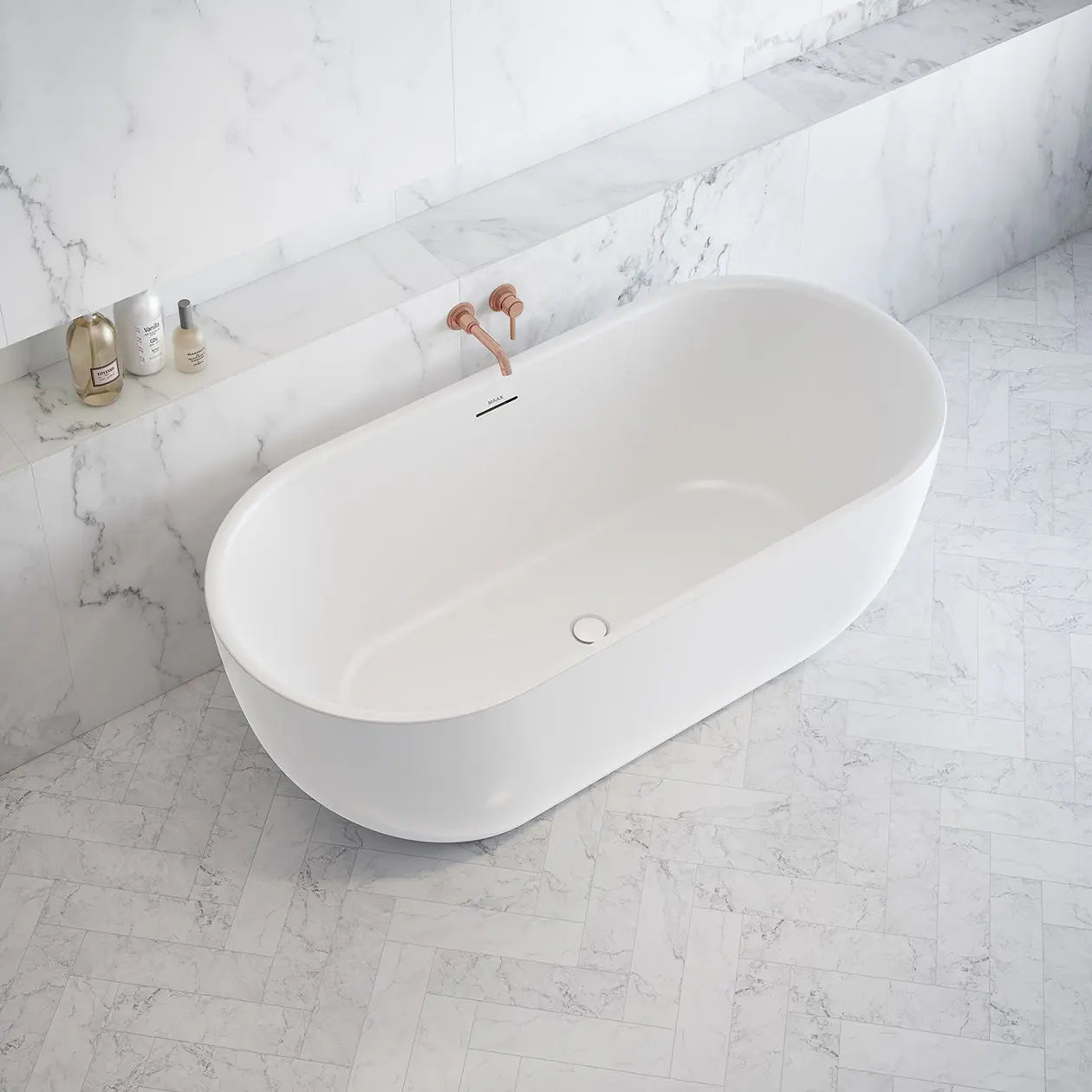 Tosca 6732 Acrylic Freestanding Center Drain Bathtub in White with White Skirt - Plumbing Market