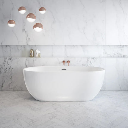 Tosca 6732 Acrylic Freestanding Center Drain Bathtub in White with White Skirt - Plumbing Market