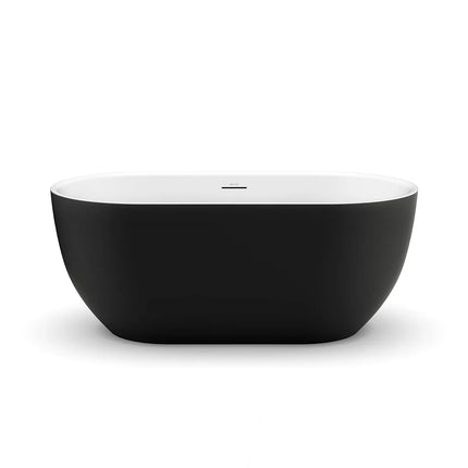 Tosca Matte 5932 Acrylic Freestanding Center Drain Bathtub in Matte White with Matte Black Skirt - Plumbing Market