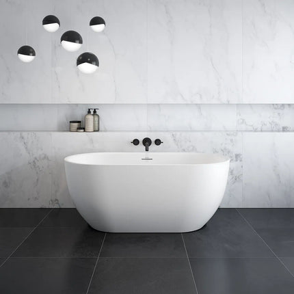 Tosca Matte 5932 Acrylic Freestanding Center Drain Bathtub in Matte White with Matte White Skirt - Plumbing Market