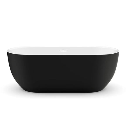 Tosca Matte 6732 Acrylic Freestanding Center Drain Bathtub in Matte White with Matte Black Skirt - Plumbing Market