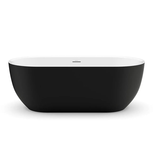 Tosca Matte 6732 Acrylic Freestanding Center Drain Bathtub in Matte White with Matte Black Skirt - Plumbing Market