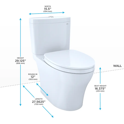 Toto Aquia IV  Two Piece Elongated Toilet 1.28 GPF & 0.9 GPF WASHLET+ Standard Height - Plumbing Market