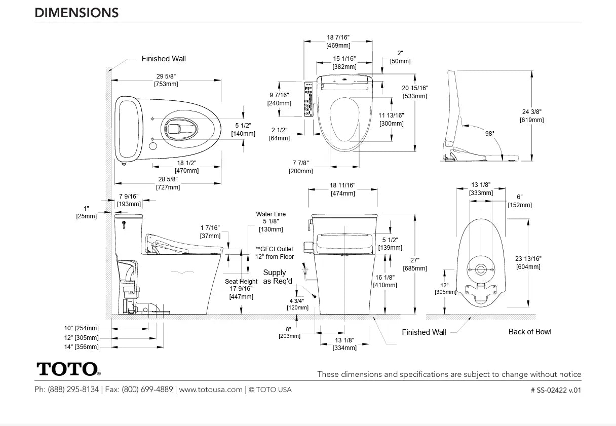 Toto Aurora With S2 Washlet Elongated One Piece Comfort Height Toilet - Plumbing Market