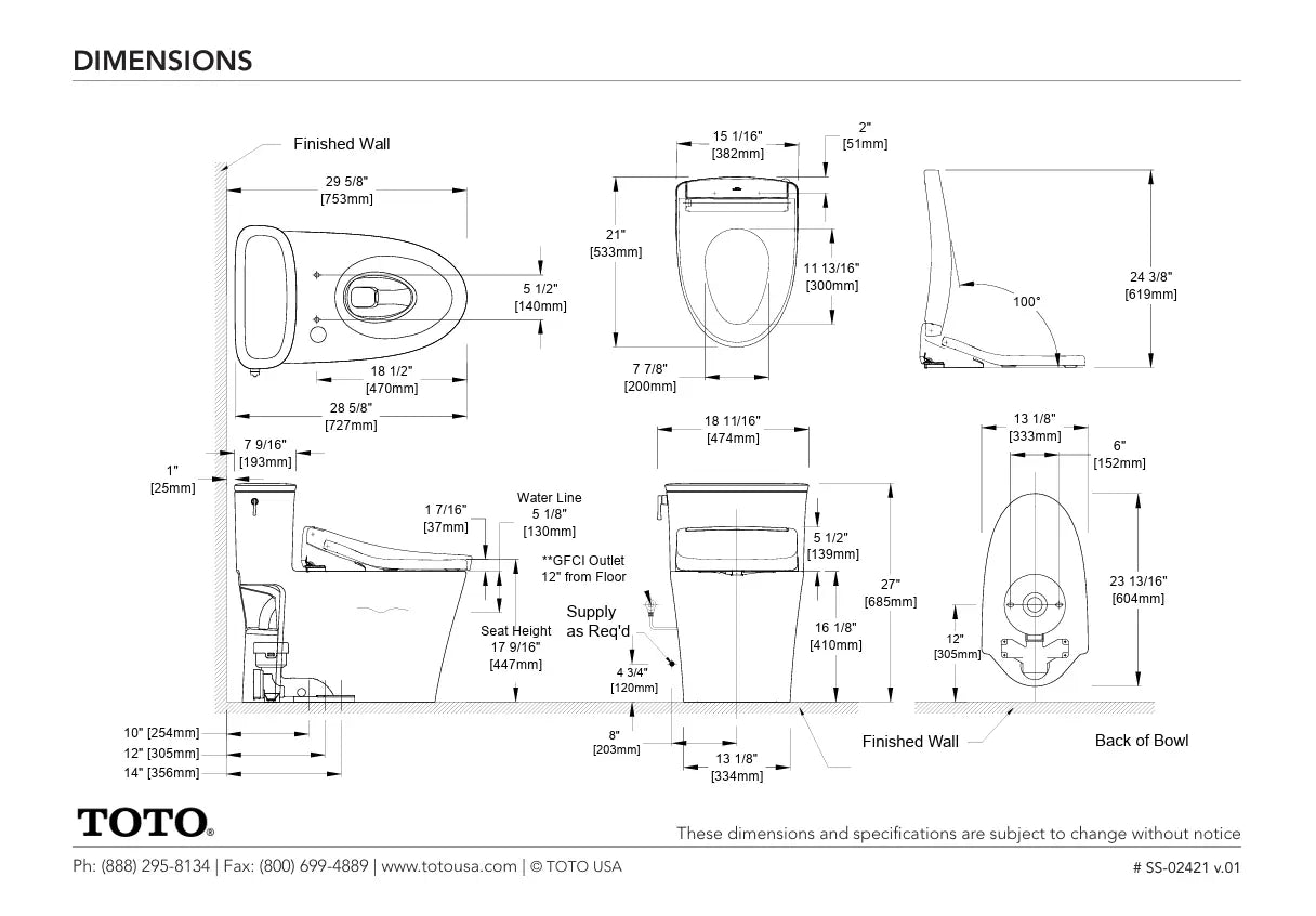 Toto Aurora With S5 Washlet One Piece Elongated Comfort Height Toilet - Plumbing Market