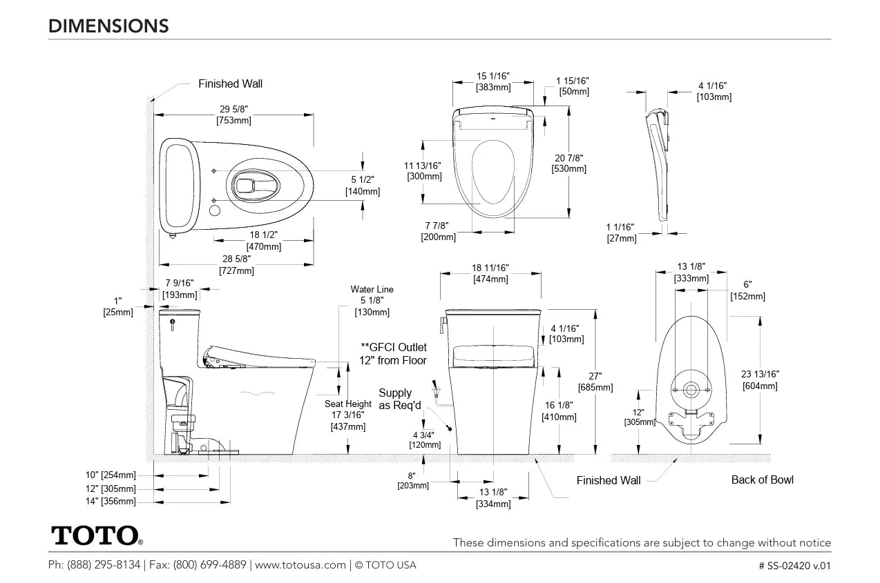 Toto Aurora With S7 Washlet One Piece Elongated Comfort Height Toilet - Plumbing Market