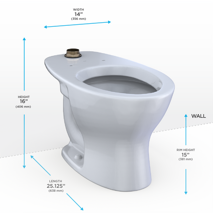 Toto Commercial Flushometer TORNADO FLUSH, Top Spud Floor Mounted Toilet - 1.0/1.28/1.6 GPF - Plumbing Market