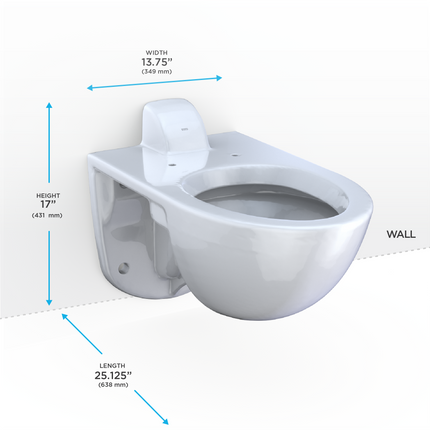 Toto Commercial TORNADO FLUSH Back Spud Wall-Hung Toilet – 1.0/1.28/1.6 GPF, CEFIONTECT - Plumbing Market