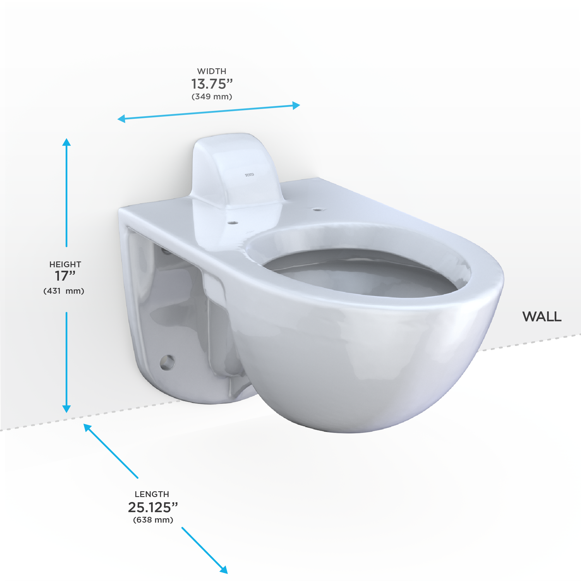Toto Commercial TORNADO FLUSH Back Spud Wall-Hung Toilet – 1.0/1.28/1.6 GPF, CEFIONTECT - Plumbing Market
