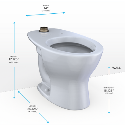 Toto Commercial TORNADO FLUSH, Top Spud Floor Mounted Toilet Universal Height, CEFIONTECT - Plumbing Market