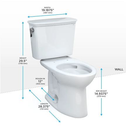 Toto Drake Transitional Two-piece Toilet, 1.28 GPF, Elongated Bowl - Plumbing Market