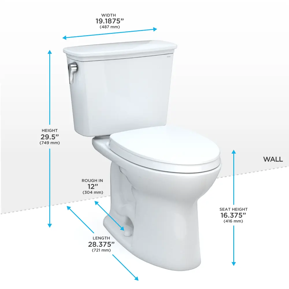 Toto Drake Transitional Two-piece Toilet, 1.28 GPF, Elongated Bowl W Seat - Plumbing Market