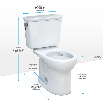 Toto Drake Transitional Two-piece Toilet, 1.28 GPF, Round Bowl Universal Height - Plumbing Market