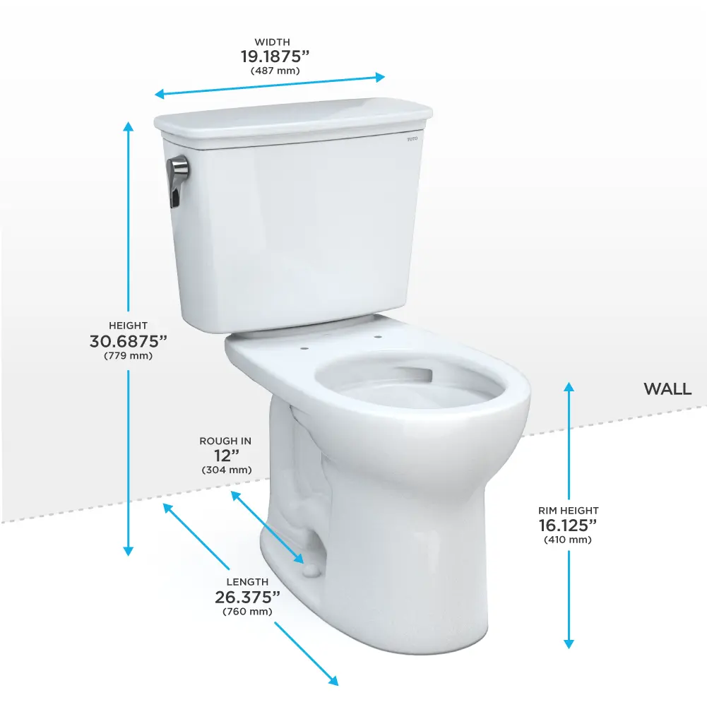 Toto Drake Transitional Two-piece Toilet, 1.28 GPF, Round Bowl Universal Height - Plumbing Market