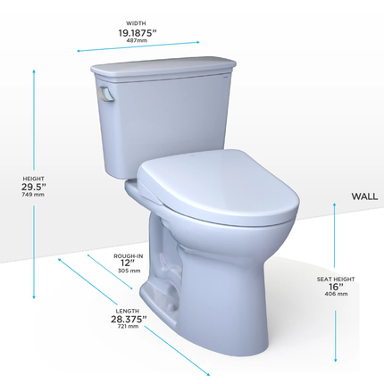 Toto Drake Transitional WASHLET+ S7 Two-Piece Toilet 1.28 GPF - Plumbing Market