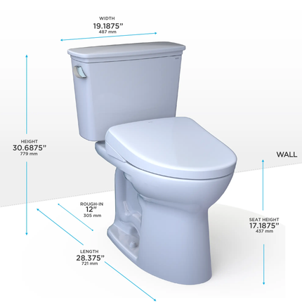 Toto Drake Transitional WASHLET+ S7A Two-Piece Toilet 1.28 GPF Universal Height - Plumbing Market