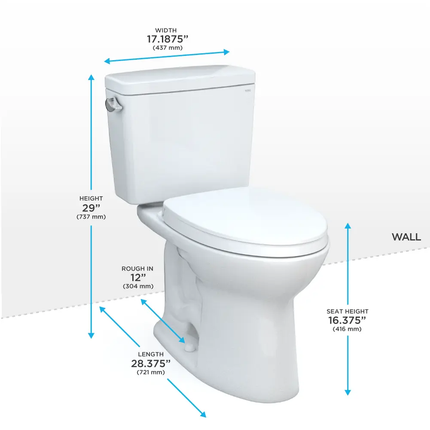 Toto Drake Two-piece Elongated Toilet 1.6gpf Standard Height With Seat - Plumbing Market