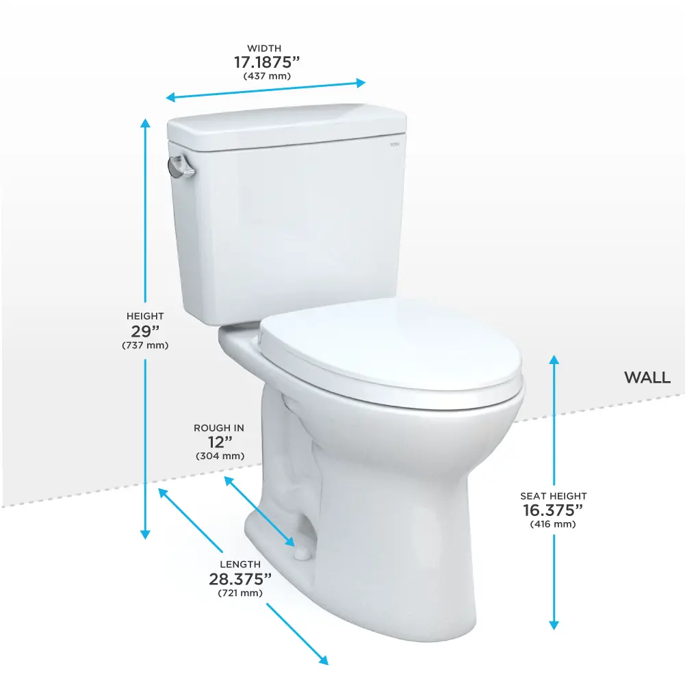 Toto Drake Two-piece Toilet 1.28 GPF Elongated Standard Height W Seat - Plumbing Market