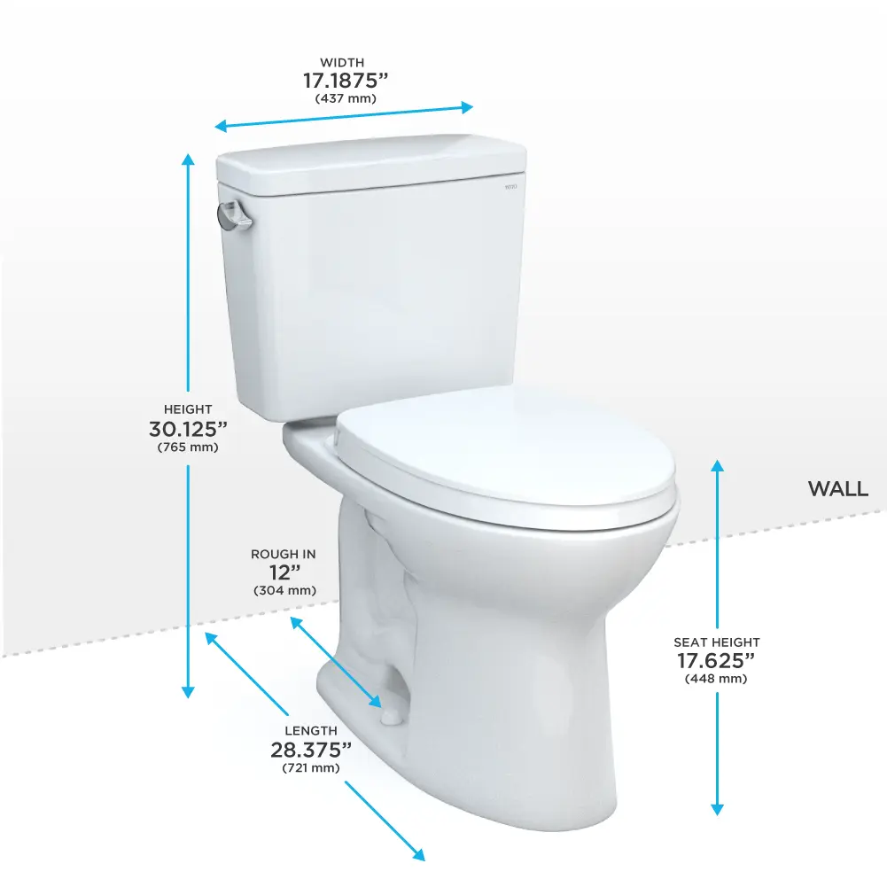 Toto Drake Two-piece Toilet 1.6 GPF Elongated Universal Height With Seat - Plumbing Market