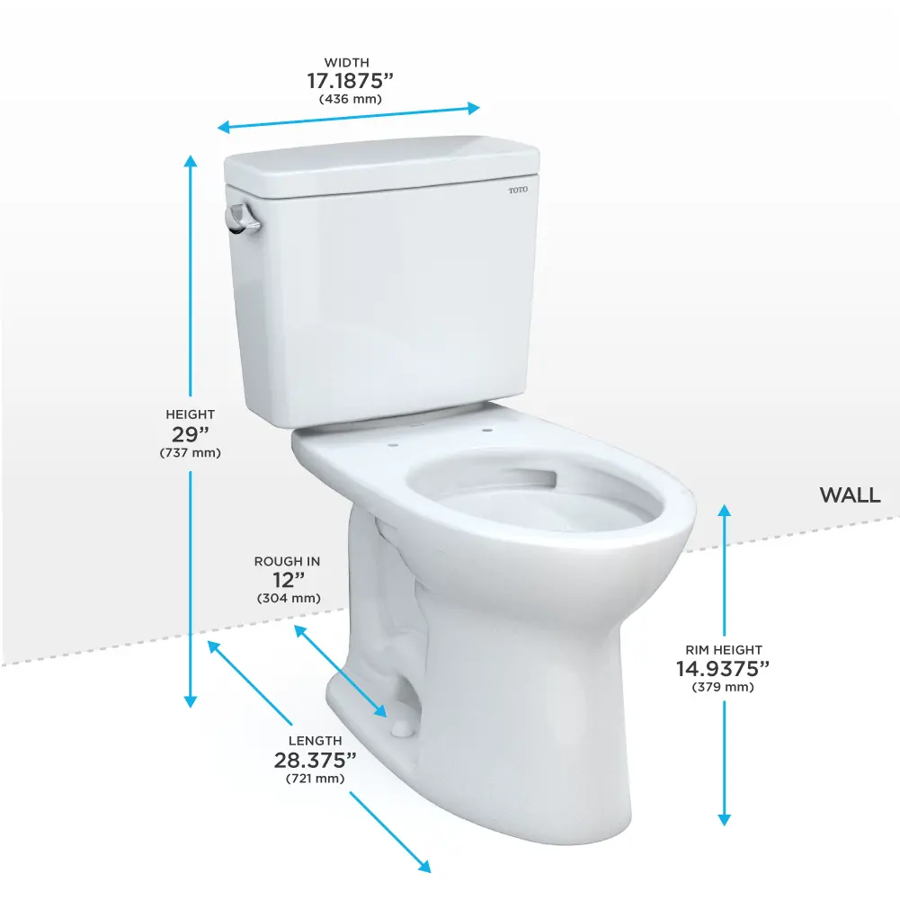 Toto Drake Two-piece Toilet, 1.28 GPF, Elongated Bowl Less Seat - Plumbing Market