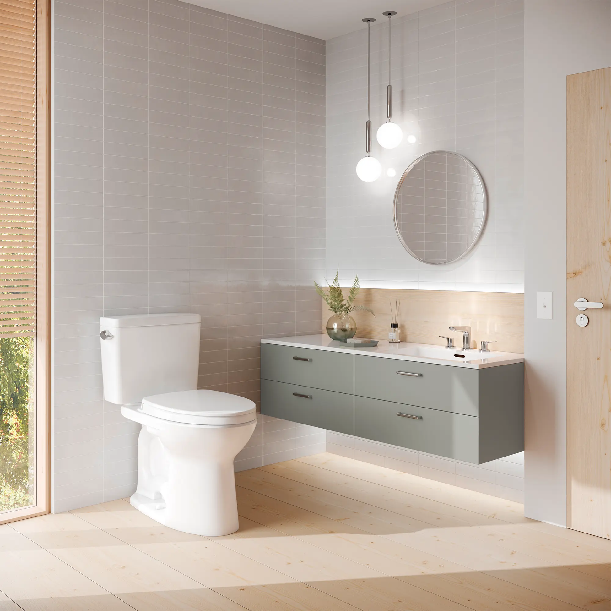 Toto Drake Two-piece Toilet, 1.28 GPF, Elongated Universal Height W Seat - Plumbing Market