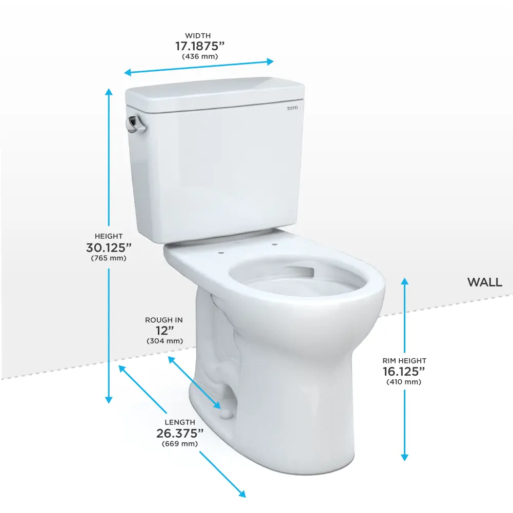 Toto Drake Two-piece Toilet, 1.28 GPF, Round Bowl - Universal Height - Plumbing Market