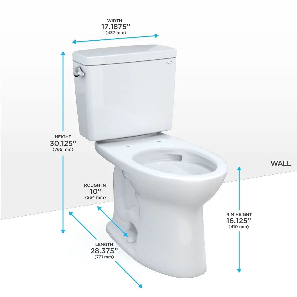 Toto Drake Two-piece Toilet, 1.6 GPF, Elongated Bowl Universal Height 10" Rough-In - Plumbing Market
