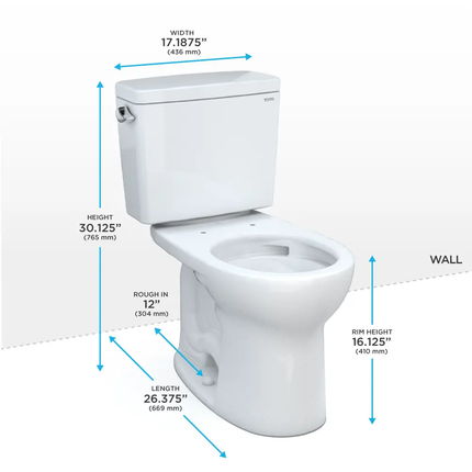 Toto Drake Two-piece Toilet, 1.6 GPF, Round Bowl - Universal Height - Plumbing Market