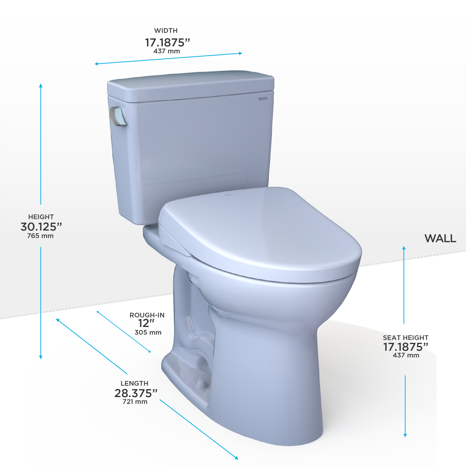 Toto Drake WASHLET+ S7A Two-Piece Toilet 1.28 GPF Universal Height - Plumbing Market