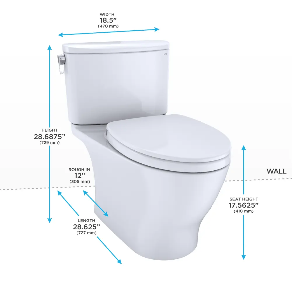 Toto Nexus Two-Piece Toilet, 1.28 GPF Elongated Bowl Washlet Connect - Plumbing Market