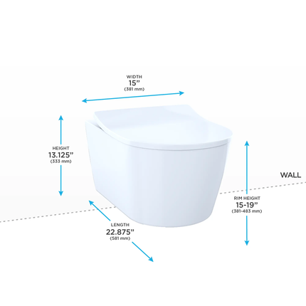 Toto RP Wall-Hung D-Shape Dual Flush Toilet Bowl Only 1.28|0.9 GPF - Plumbing Market