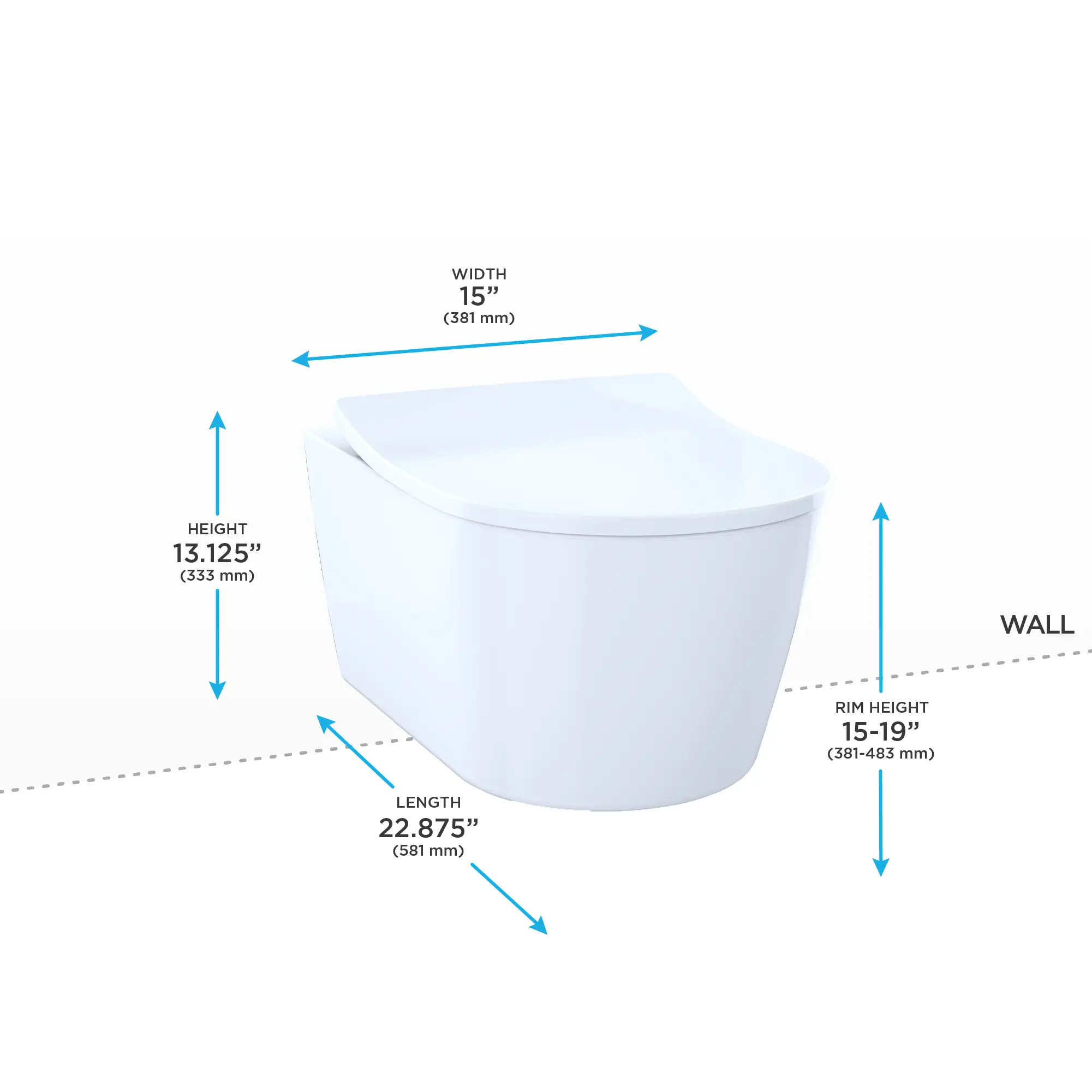 Toto RP Wall-Hung D-Shape Dual Flush Toilet Bowl Only 1.28|0.9 GPF - Plumbing Market