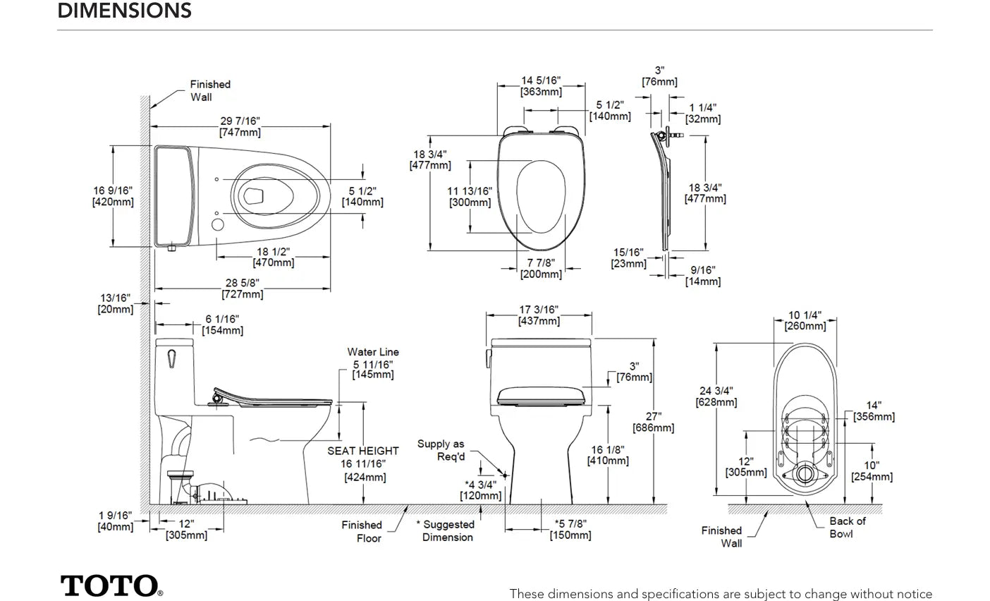 Toto Redington 1G One Piece Comfort Height Elongated Toilet - Plumbing Market