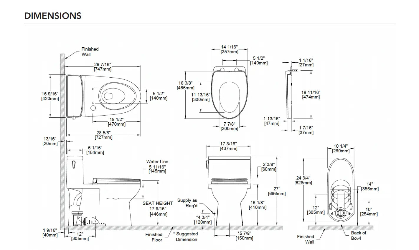 Toto Redington One Piece Elongated Comfort Height Toilet Less Seat - Plumbing Market