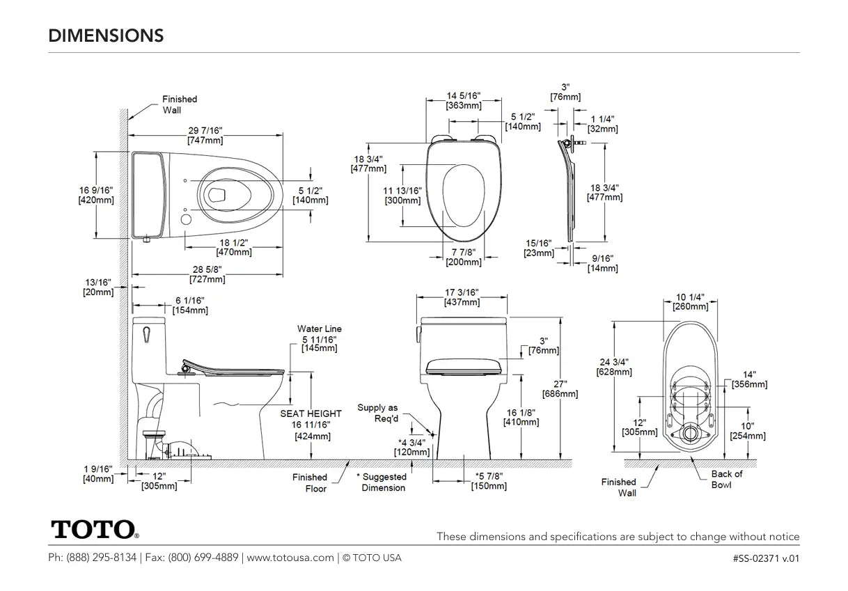 Toto Redington One Piece Elongated Comfort Height Toilet With Soft Close Seat - Plumbing Market