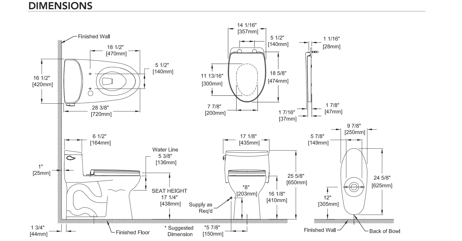 Toto Supreme II One-Piece Toilet, Elongated Bowl 1.28 GPF WASHLET+ Connection - Plumbing Market
