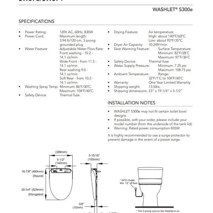 Toto Washlet S300E Round Electronic Toilet Seat Ewater+ - Plumbing Market