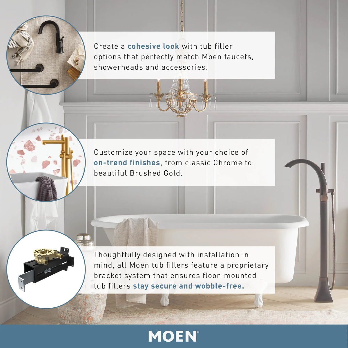 Moen Doux Single-Handle Tub Filler With Hand Shower S3105 in Brushed Nickel (S3105BN) - view 2