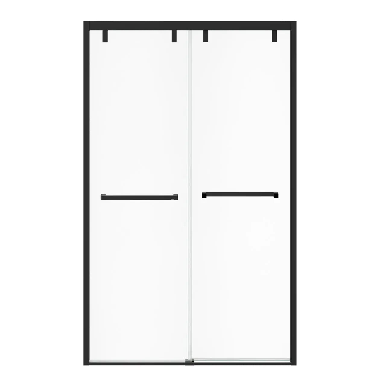 Uptown 44-47 x 76 in. 8 mm Bypass Shower Door for Alcove Installation with Clear glass in Matte Black - Plumbing Market