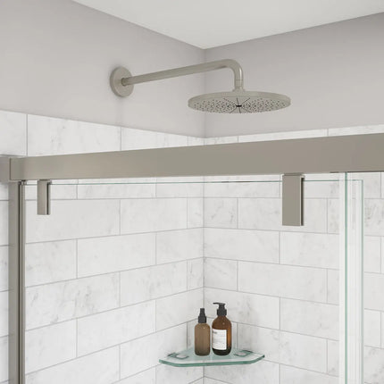 Uptown 44-47 x 76 in. 8 mm Sliding Shower Door for Alcove Installation with Clear glass in Brushed Nickel - Plumbing Market