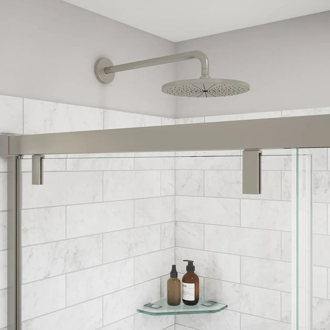 Uptown 44-47 x 76 in. 8 mm Sliding Shower Door for Alcove Installation with Clear glass in Brushed Nickel - Plumbing Market
