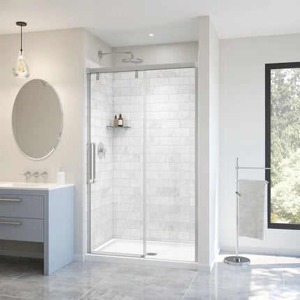 Uptown 44-47 x 76 in. 8 mm Sliding Shower Door for Alcove Installation with Clear glass in Chrome - Plumbing Market