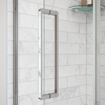 Uptown 44-47 x 76 in. 8 mm Sliding Shower Door for Alcove Installation with Clear glass in Chrome & White Marble - Plumbing Market