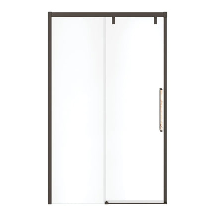 Uptown 44-47 x 76 in. 8 mm Sliding Shower Door for Alcove Installation with Clear glass in Dark Bronze & Beige Marble - Plumbing Market