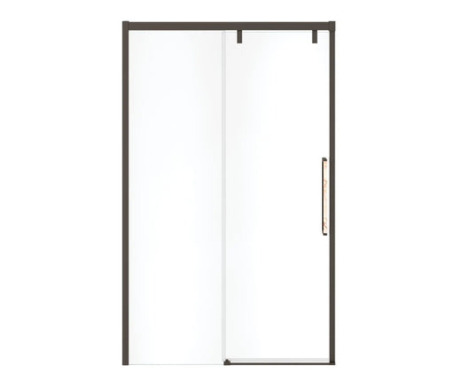 Uptown 44-47 x 76 in. 8 mm Sliding Shower Door for Alcove Installation with Clear glass in Dark Bronze & Beige Marble - Plumbing Market
