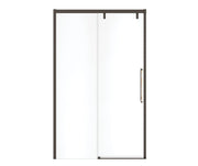 Uptown 44-47 x 76 in. 8 mm Sliding Shower Door for Alcove Installation with Clear glass in Dark Bronze & Beige Marble - Plumbing Market