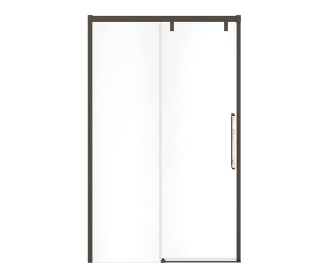 Uptown 44-47 x 76 in. 8 mm Sliding Shower Door for Alcove Installation with Clear glass in Dark Bronze & Beige Marble - Plumbing Market