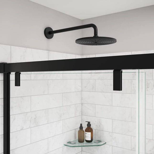 Uptown 44-47 x 76 in. 8 mm Sliding Shower Door for Alcove Installation with Clear glass in Matte Black - Plumbing Market