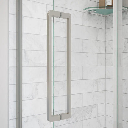 Uptown 45-47 x 76 in. 8 mm Pivot Shower Door for Alcove Installation with Clear glass in Brushed Nickel - Plumbing Market