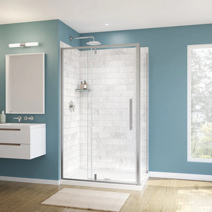 Uptown 45-47 x 76 in. 8 mm Pivot Shower Door for Alcove Installation with Clear glass in Chrome - Plumbing Market